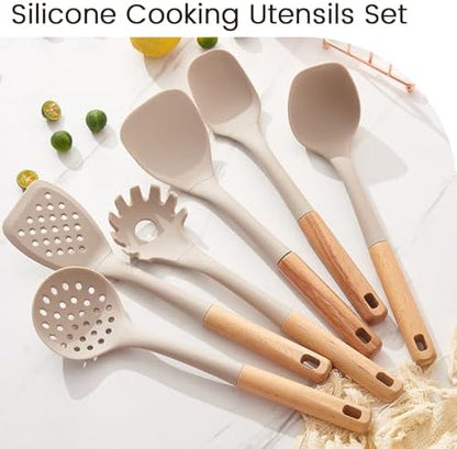 Silicone Cooking Utensils Set 8 Piece with Holder