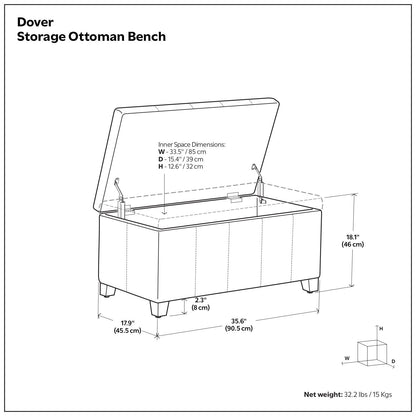Dover - Storage Ottoman Bench - Distressed Brown