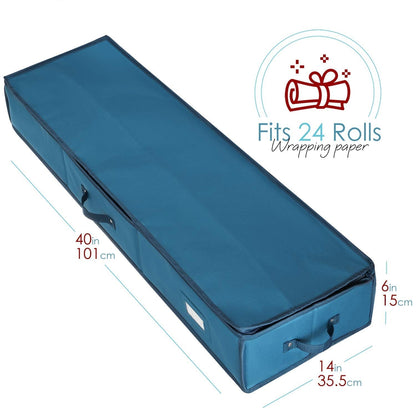 Wrapping Paper Organizer Storage Containers, w/ Pockets - Rolls, Ribbons, & Bows