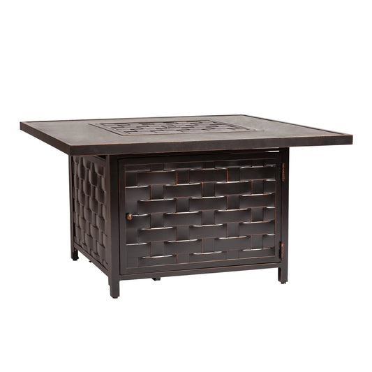 Armstrong 42" Square Basketweave Aluminum Convertible Gas Fire Pit Table