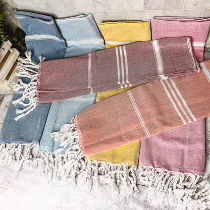 Turkish Hand Towel Oversized 100% Cotton Peshtemal Lightweight Absorbent