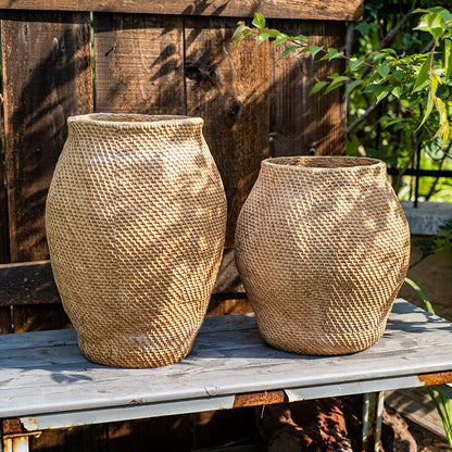 Large Basket Cement Pot Backyard Planter