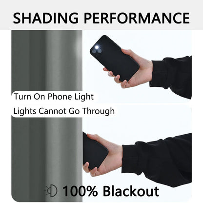 2pcs Modern 100% Blackout Curtain with Coated Lining, Curains for Bedroom, Living Room, Dining Room, Bathroom, Home Decor