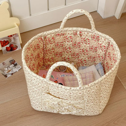 Rural Flower Dirty Clothes Basket, High-value, Fashionable, Large Capacity Foldable Garbage Storage Basket