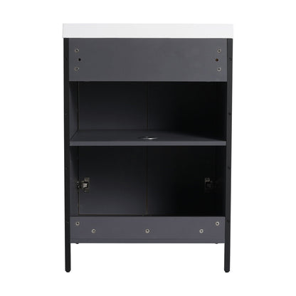 Contemporary Freestanding Bathroom Vanity With Adjustable Shelves