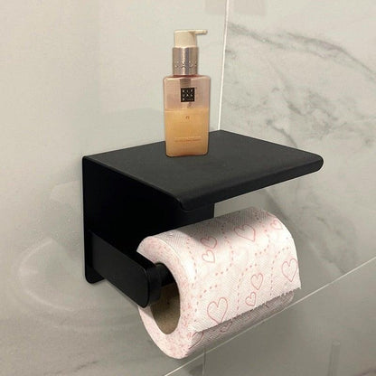 NEW Stainless Steel Toilet Paper Holder BathroomPaper Phone Holder Shelf Towel Roll shelf Accessories  Toilet Paper Holder with Phone Shelf Aluminum Bathroom Accessories Tissue Roll Dispenser Storage Rack Wall Mounted Modern Paper Towel Adapter